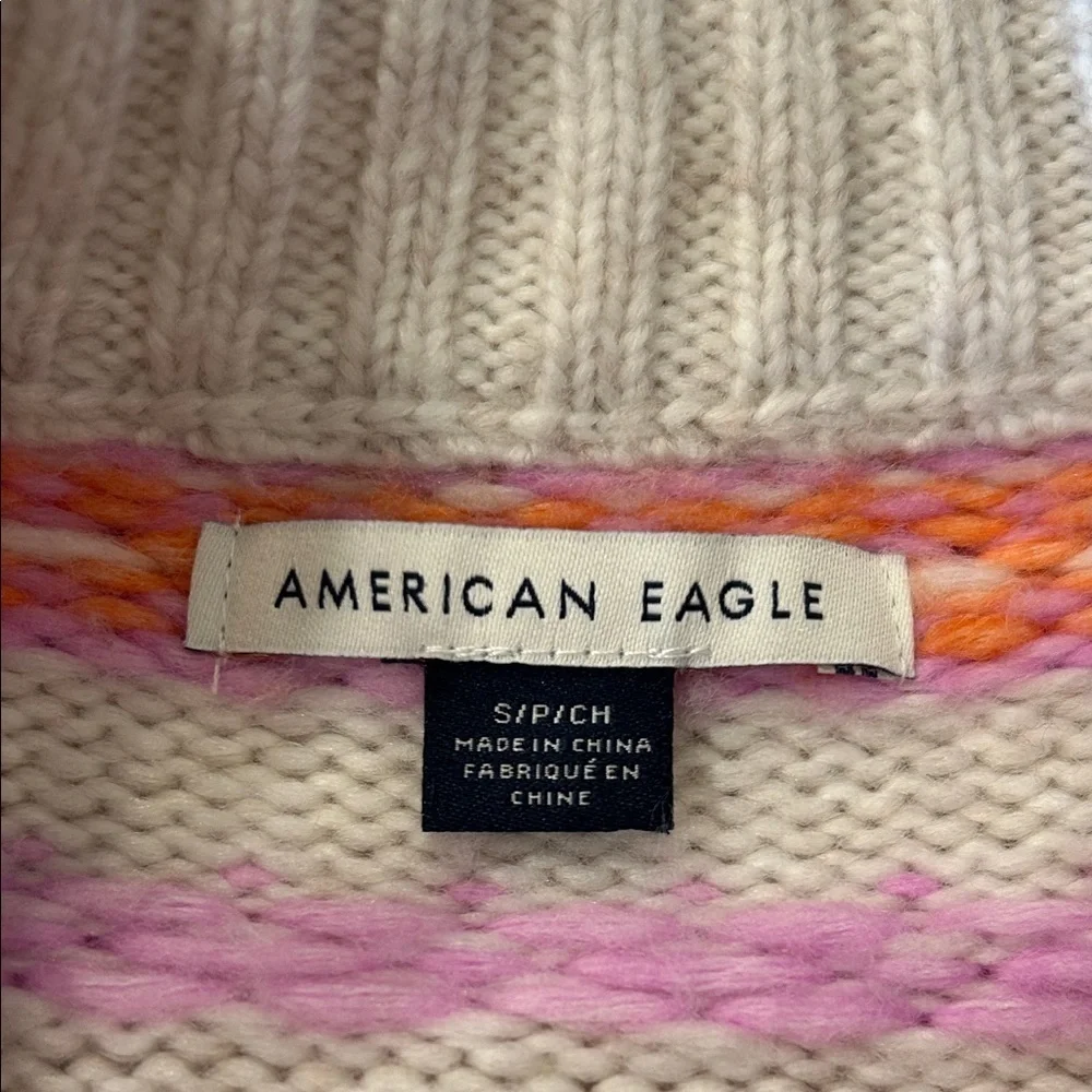 AE American Eagle Oversized Fair Isle Clean Girl Crewneck Sweater S Small